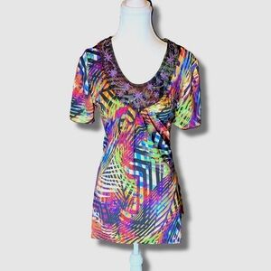 Vibrant Initiatives Multicolor Women's Short Detailed Animal Print Dopamine